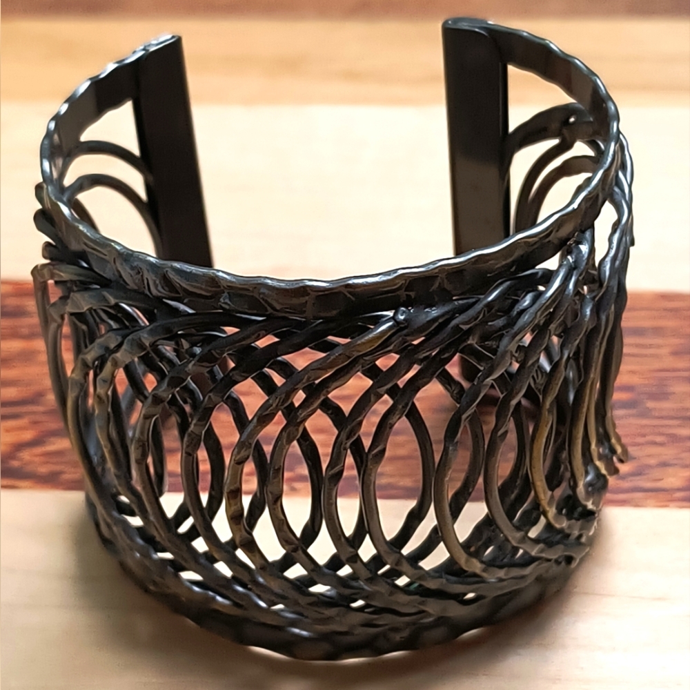 Open Cuff Bracelet Gun Metal